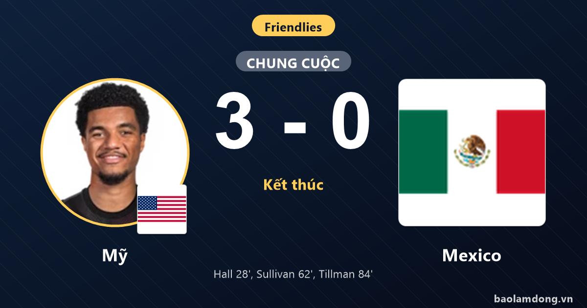 Mỹ 3-0 Mexico: Hall, Sullivan, Tillman lập công, El Tri gục ngã tại AT&T Stadium